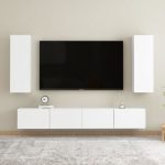 4 Piece TV Cabinet Set White Engineered Wood