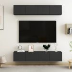 TV Cabinets 4 pcs Black 80x30x30 cm Engineered Wood