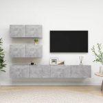 4 Piece TV Cabinet Set Concrete Grey Engineered Wood