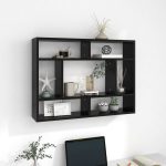 Wall Shelf Black 75x16x55 cm Engineered Wood