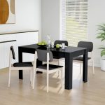 Dining Table Black 140×74.5×76 cm Engineered Wood