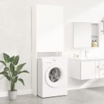 Washing Machine Cabinet White 64×25.5×190 cm