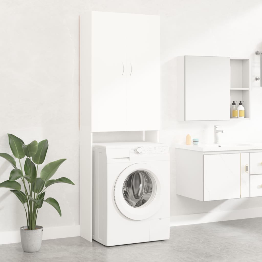 Washing Machine Cabinet White 64×25.5×190 cm