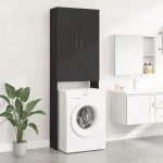 Washing Machine Cabinet Black 64×25.5×190 cm