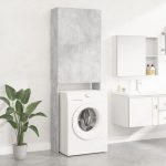 Washing Machine Cabinet Concrete Grey 64×25.5×190 cm