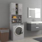 Washing Machine Cabinet Concrete Grey 64×25.5×190 cm