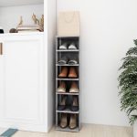 Shoe Cabinet Concrete Grey 27.5x27x102 cm Engineered Wood