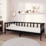 Day Bed Black Solid Pinewood 90×200 cm