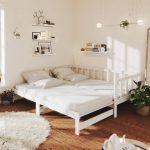 Pull-out Day Bed White Solid Pinewood 2x