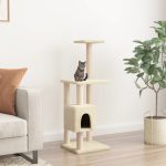 Cat Tree with Sisal Scratching Posts Cream 104 cm