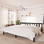 Bed Frame Black Solid Wood Pine 180×200 cm Super King Size