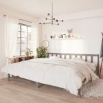 Bed Frame Grey Solid Pinewood 200×200 cm