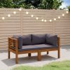 2-Seater Garden Sofa with Cushion Solid Acacia Wood