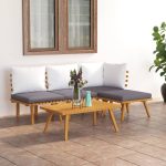 5 Piece Garden Lounge Set with Cushions Solid Acacia Wood