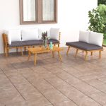 5 Piece Garden Lounge Set with Cushions Solid Acacia Wood
