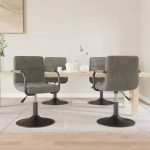 Swivel Dining Chairs 4 pcs Light Grey Velvet