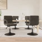 Swivel Dining Chairs 4 pcs Dark Grey Velvet