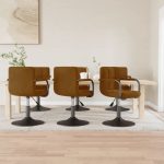 Swivel Dining Chairs 6 pcs Brown Velvet