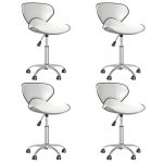 Swivel Dining Chairs 4 pcs White Faux Leather