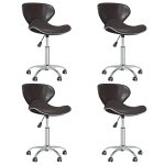 Swivel Dining Chairs 4 pcs Brown Faux Leather