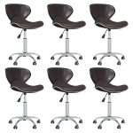 Swivel Dining Chairs 6 pcs Brown Faux Leather