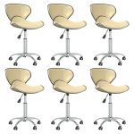 Swivel Dining Chairs 6 pcs Cream Faux Leather