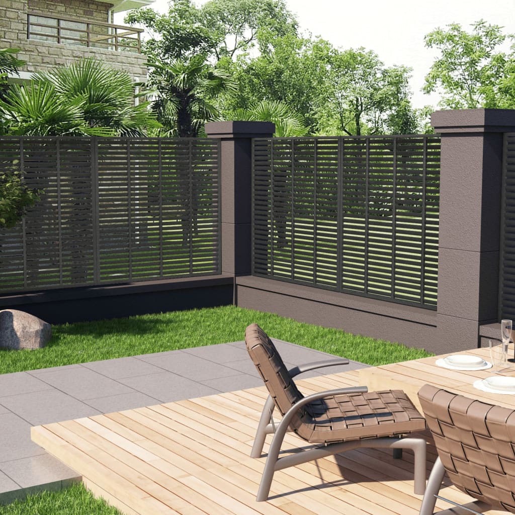 Louver Fence WPC 180×180 cm Dark Grey