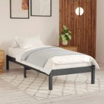 Bed Frame Grey Solid Wood Pine 90×200 cm