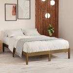 Bed Frame Honey Brown Solid Wood Pine 140×200 cm