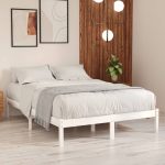 Bed Frame White Solid Wood 150×200 cm King Size