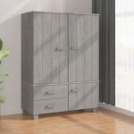 Wardrobe HAMAR Light Grey 99x45x137 cm Solid Wood Pine