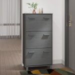 Shoe Cabinet HAMAR Dark Grey 59.5x35x117 cm Solid Wood Pine