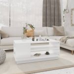 Coffee Table High Gloss White 102x55x43 cm Engineered Wood