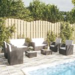 8 Piece Garden Lounge Set with Cushions Poly Rattan Black