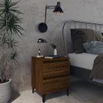 Bed Cabinets with Metal Legs 2 pcs Brown Oak 40x35x50 cm