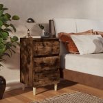 Bed Cabinets with Solid Wood Legs 2 pcs Smoked Oak 40x35x69 cm