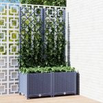 Garden Planter with Trellis Dark Grey 80x40x136 cm PP