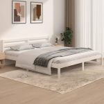 Bed Frame Solid Wood Pine 180×200 cm Super King White