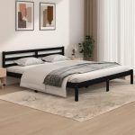 Bed Frame Solid Wood Pine 180×200 cm Super King Black