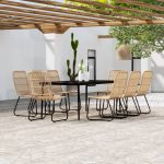 9 Piece Garden Dining Set Oak
