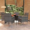 5 Piece Garden Dining Set with Cushions Grey and Black