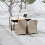 5 Piece Garden Dining Set Brown