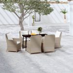 7 Piece Garden Dining Set Brown