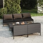 6 Piece Garden Lounge Set with Cushions Poly Rattan Dark Grey