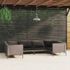 6 Piece Garden Lounge Set with Cushions Poly Rattan Dark Grey