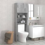 Washing Machine Cabinet Grey Sonoma 64×25.5×190 cm