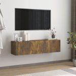 TV Wall Cabinet Smoked Oak 120x30x30 cm Engineered Wood