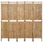 5-Panel Room Divider Bamboo 200×180 cm