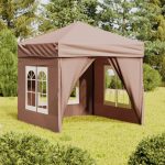 Folding Party Tent with Sidewalls Taupe 2×2 m