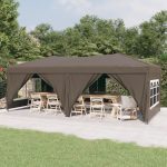 Folding Party Tent with Sidewalls Taupe 3×6 m